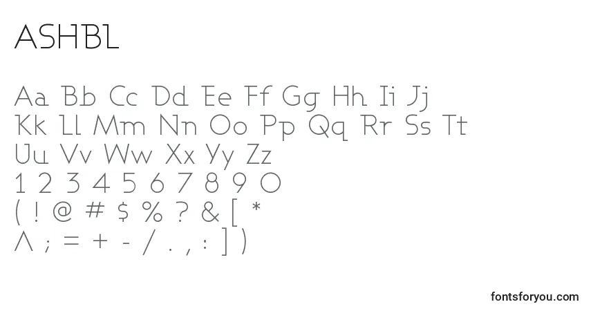 Schriftart ASHBL    (120076) – Alphabet, Zahlen, spezielle Symbole