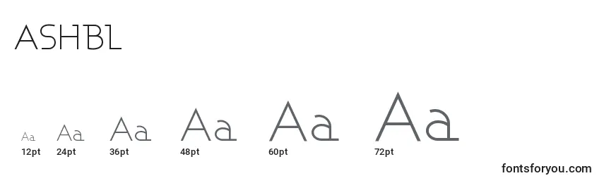Размеры шрифта ASHBL    (120076)