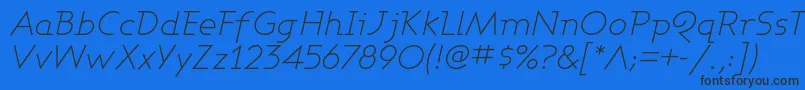 Шрифт ASHBLI   – чёрные шрифты на синем фоне
