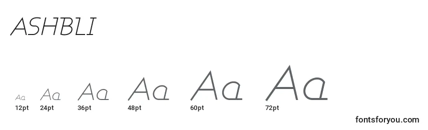 Размеры шрифта ASHBLI   (120077)