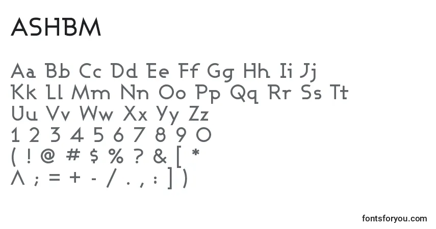 Schriftart ASHBM    (120078) – Alphabet, Zahlen, spezielle Symbole