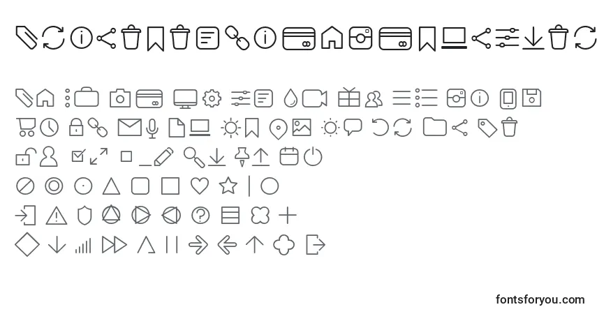 A fonte AristotelicaIconsExtralightTrial – alfabeto, números, caracteres especiais