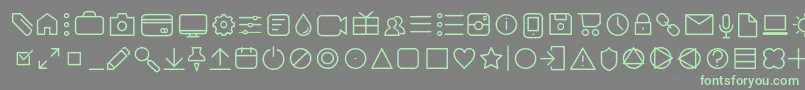 AristotelicaIconsExtralightTrial-fontti – vihreät fontit harmaalla taustalla