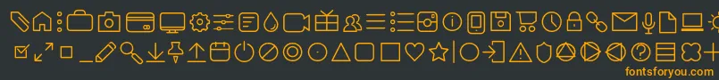 フォントAristotelicaIconsExtralightTrial – 黒い背景にオレンジの文字