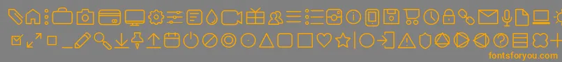 フォントAristotelicaIconsExtralightTrial – オレンジの文字は灰色の背景にあります。