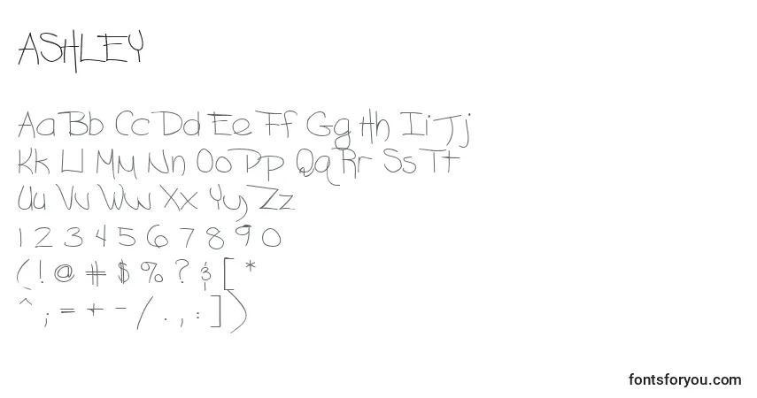 Schriftart ASHLEY   (120083) – Alphabet, Zahlen, spezielle Symbole