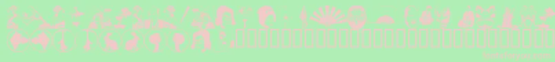 フォントAsian Dings – 緑の背景にピンクのフォント