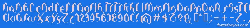 フォントasie – ピンクの文字、青い背景