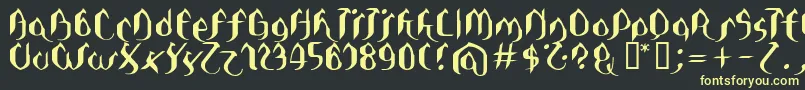 フォントasie – 黒い背景に黄色の文字