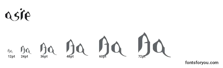 Größen der Schriftart Asie (120086)