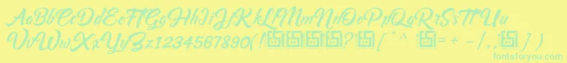 Asiyah Script   Demo-Schriftart – Grüne Schriften auf gelbem Hintergrund