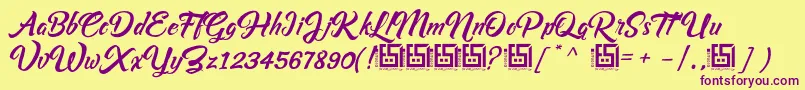 Asiyah Script   Demo Font – Purple Fonts on Yellow Background