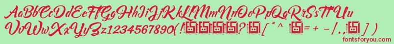 Asiyah Script   Demo Font – Red Fonts on Green Background