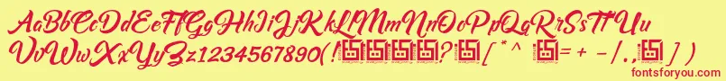 Asiyah Script   Demo-Schriftart – Rote Schriften auf gelbem Hintergrund