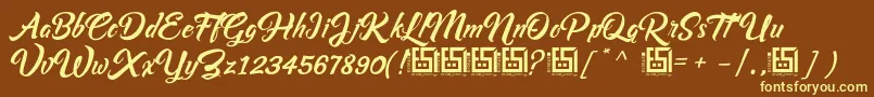 フォントAsiyah Script   Demo – 黄色のフォント、茶色の背景