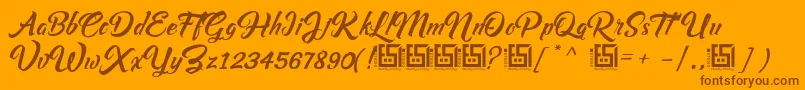 Fonte Asiyah Script   Demo – fontes marrons em um fundo laranja