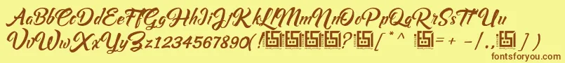 Asiyah Script   Demo-fontti – ruskeat fontit keltaisella taustalla