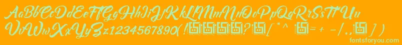 Asiyah Script   Demo-Schriftart – Grüne Schriften auf orangefarbenem Hintergrund