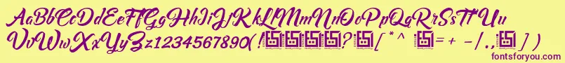 Asiyah Script   Demo-fontti – violetit fontit keltaisella taustalla