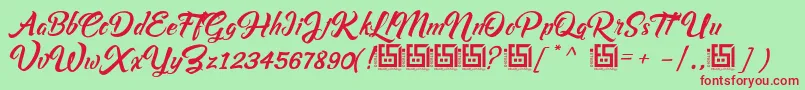 フォントAsiyah Script   Demo – 赤い文字の緑の背景