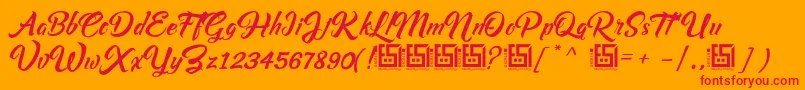 Asiyah Script   Demo-Schriftart – Rote Schriften auf orangefarbenem Hintergrund