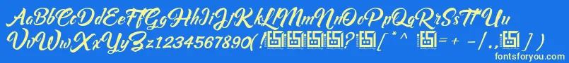 Czcionka Asiyah Script   Demo – żółte czcionki na niebieskim tle