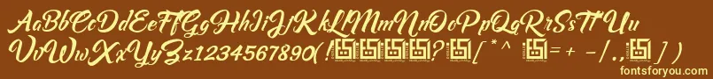 Asiyah Script   Demo-Schriftart – Gelbe Schriften auf braunem Hintergrund