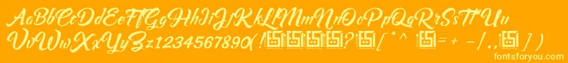 Asiyah Script   Demo-Schriftart – Gelbe Schriften auf orangefarbenem Hintergrund