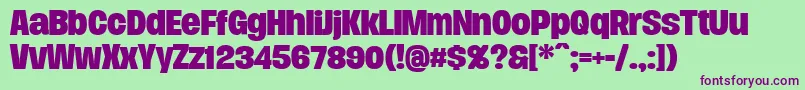 DueraNormboldPersonal Font – Purple Fonts on Green Background