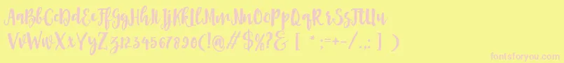 Asly Brush-Schriftart – Rosa Schriften auf gelbem Hintergrund