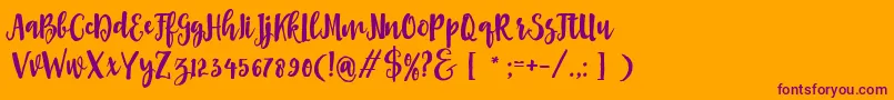 Asly Brush-Schriftart – Violette Schriften auf orangefarbenem Hintergrund