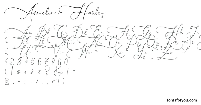 AsmelinaHarley-fontti – aakkoset, numerot, erikoismerkit