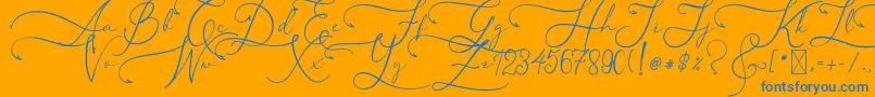 フォントAsmelinaHarley – オレンジの背景に青い文字