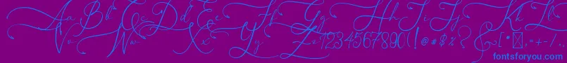 Fonte AsmelinaHarley – fontes azuis em um fundo violeta