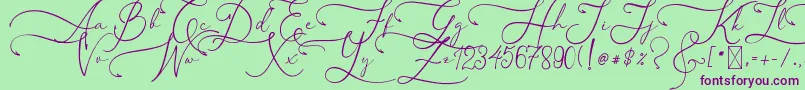 AsmelinaHarley-Schriftart – Violette Schriften auf grünem Hintergrund