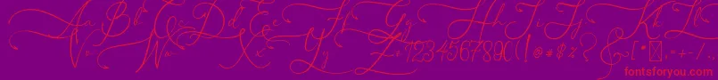 フォントAsmelinaHarley – 紫の背景に赤い文字