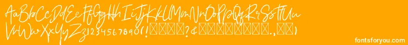 Asmudila-Schriftart – Weiße Schriften auf orangefarbenem Hintergrund