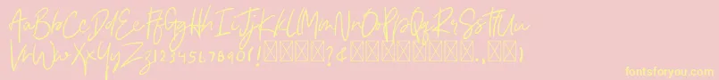 Asmudila-Schriftart – Gelbe Schriften auf rosa Hintergrund