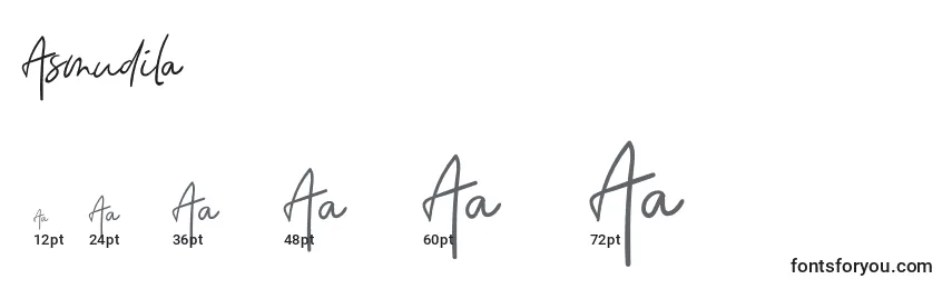 Größen der Schriftart Asmudila