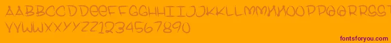 Laced-Schriftart – Violette Schriften auf orangefarbenem Hintergrund