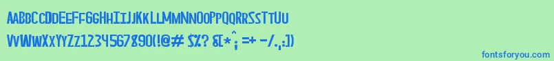 フォントAsperian – 青い文字は緑の背景です。