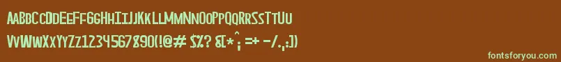 フォントAsperian – 緑色の文字が茶色の背景にあります。