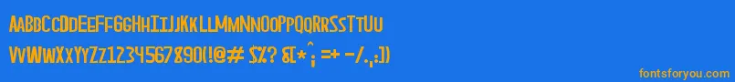 フォントAsperian – オレンジ色の文字が青い背景にあります。