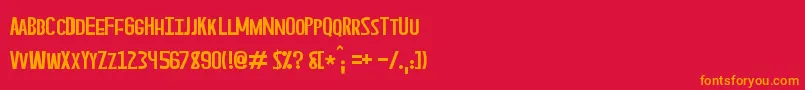 フォントAsperian – 赤い背景にオレンジの文字