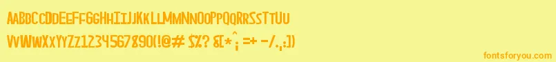 フォントAsperian – オレンジの文字が黄色の背景にあります。