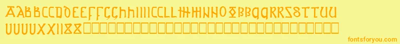 フォントASPROJ1 – オレンジの文字が黄色の背景にあります。