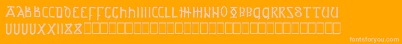 ASPROJ1-Schriftart – Rosa Schriften auf orangefarbenem Hintergrund