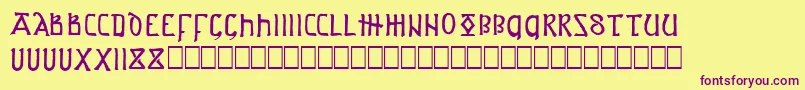 ASPROJ1-Schriftart – Violette Schriften auf gelbem Hintergrund