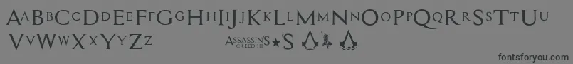 Czcionka Assassin$ – czarne czcionki na szarym tle