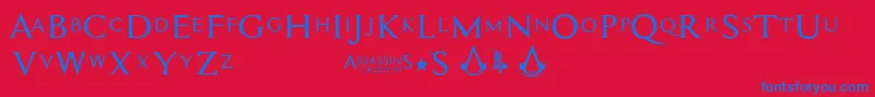 Assassin$ Font – Blue Fonts on Red Background